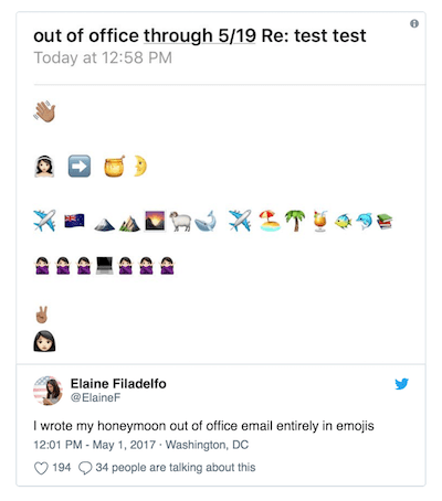 Out of office email emoji meme